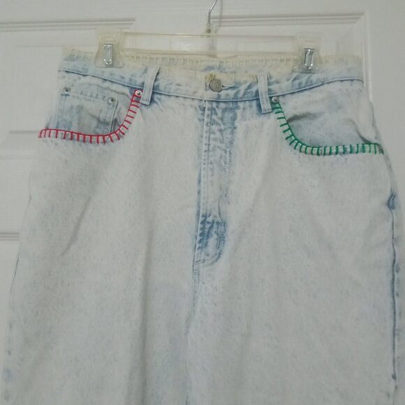 Vintage Jordache High Waisted Acid Wash Mom Jeans Size 16 Zip Fly 100% Cotton - Picture 4 of 12